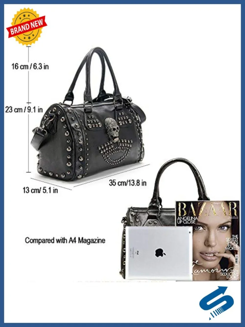 Canvas Punk Tote Handbag Shoulder Strap Crossbody
